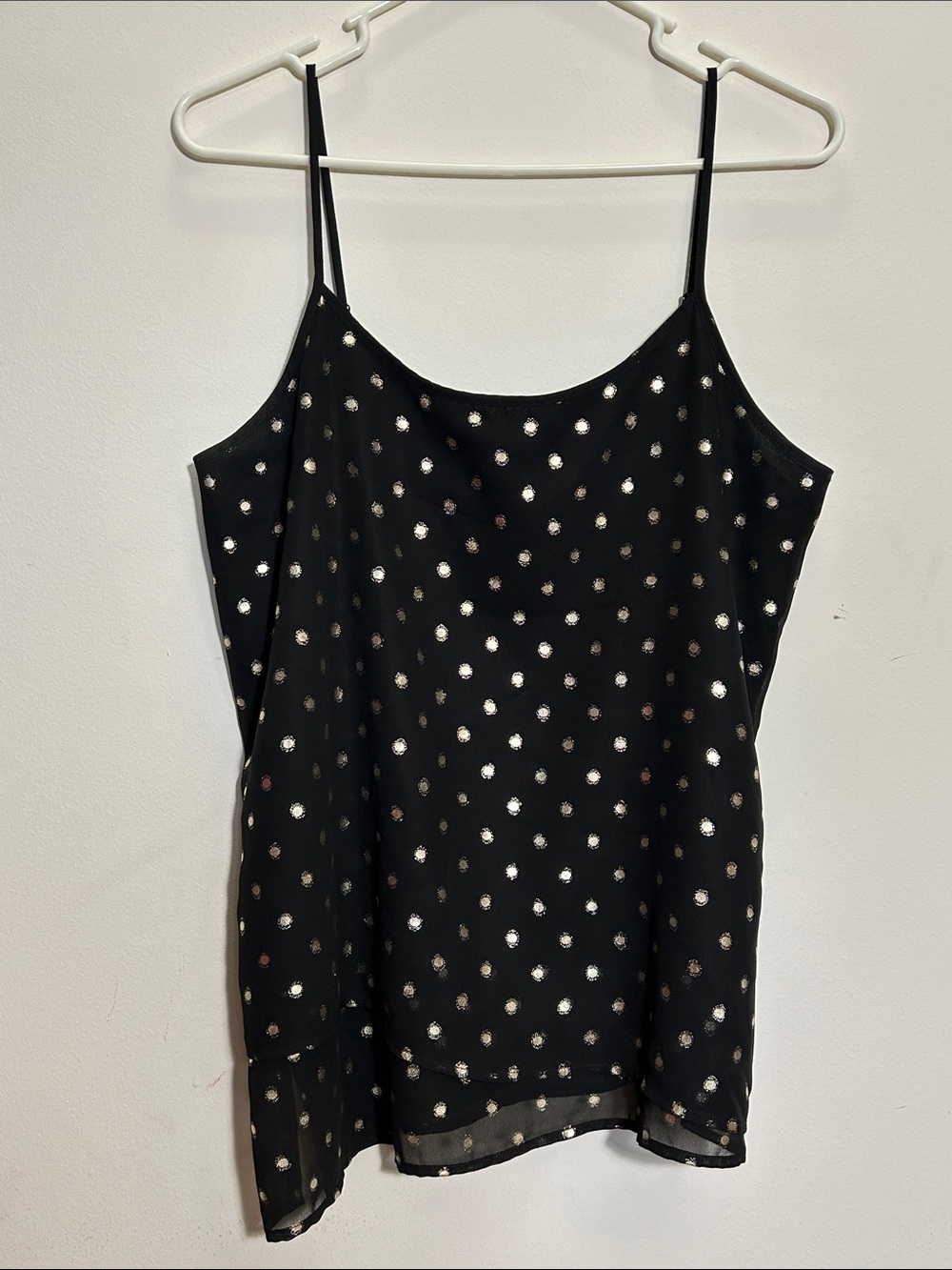 The Limited Black Cami with gold Metallic Polka Dots